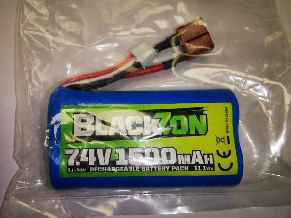BlackZon Li-ion 7.4V, 1500mAh, 2/T-Plug Battery Pack For RC Smyter