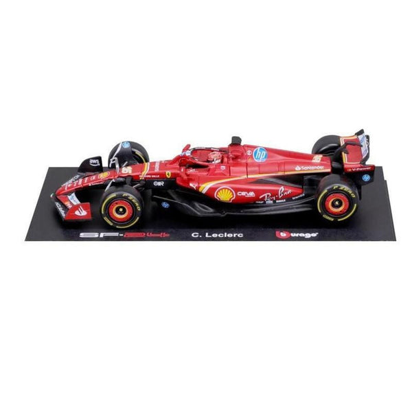 Burago 1/18 Ferrari SF-24, Leclerc with Helmet 2024 Formula 1, Deluxe Hard Case