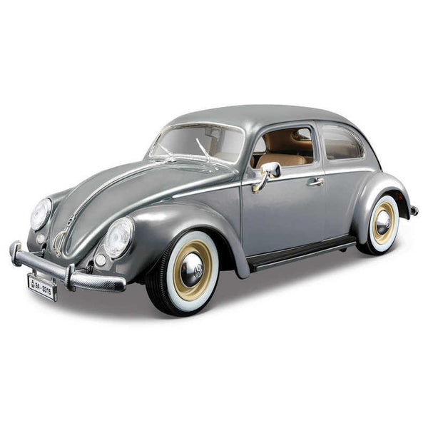 Burago 1/18 VW Kafer Beetle 1955 Grey Diecast Model