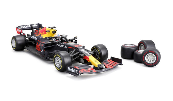 Burago 1/24 Red Bull Toy Tyre Changing Racing Car (2021) Verstappen Playset