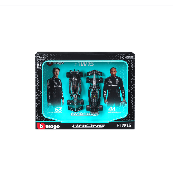 Burago 1/43 F1 Mercedes AMG W15 2024 Two Pack - Hamilton and Russell