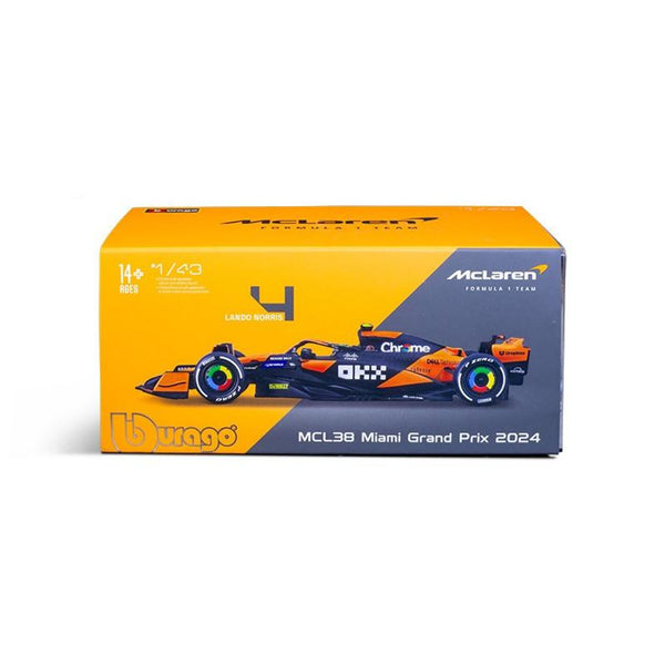 Burago 1/43 McLaren MCL38 F1 2024 #4 Lando Norris With Helmet