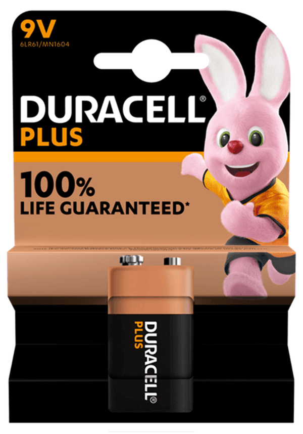 Duracell Plus 9V 6LR61 Alkaline Battery (1 Pack)