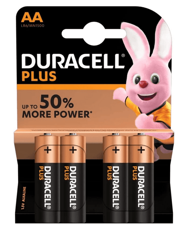 Duracell Plus AA LR6 Alkaline Batteries (4 Pack)