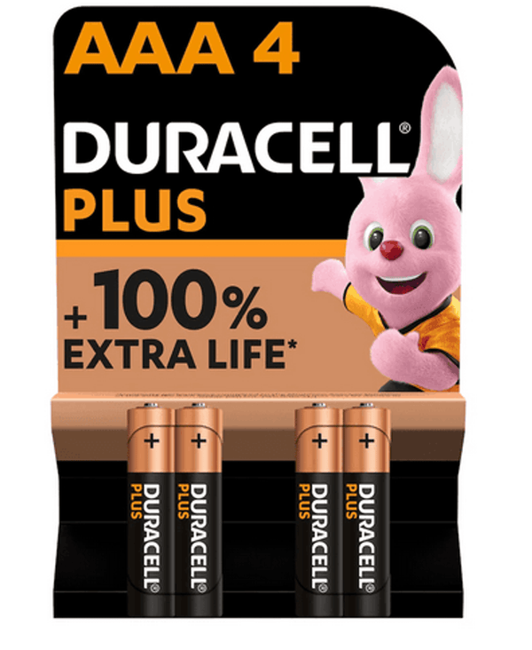 Duracell Plus AAA LR03 Alkaline Batteries (4 Pack)