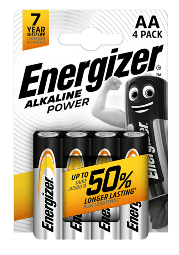 Energizer Alkaline Power AA LR6 Alkaline Batteries (4 Pack)