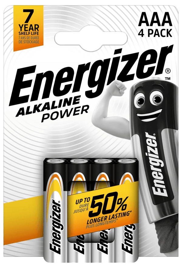 Energizer Alkaline Power AAA LR03 Alkaline Batteries (4 Pack)