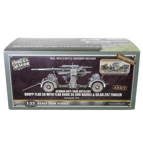 Forces Of Valor 1/32 German Krupp Flak 36 with Flak Rohr 36 gun barrel & sd. 202 tow vehicle Diecast Model