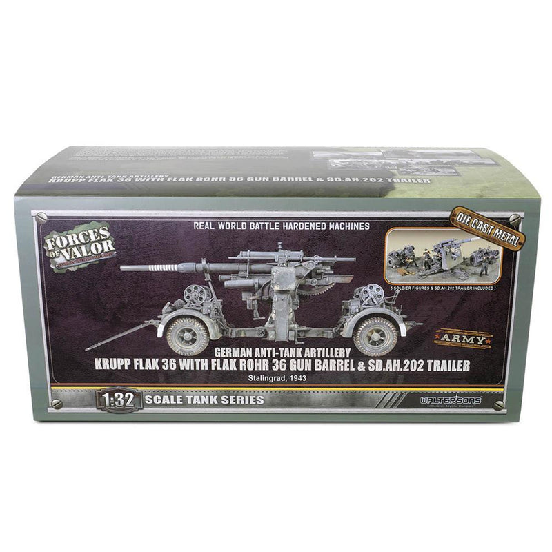 Forces Of Valor 1/32 German Krupp Flak 36 with Flak Rohr 36 gun barrel & sd. 202 tow vehicle Diecast Model