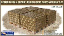 Gecko Models 1/35 British L31A3 2 shells 105mm ammo boxes w/Pallet Set