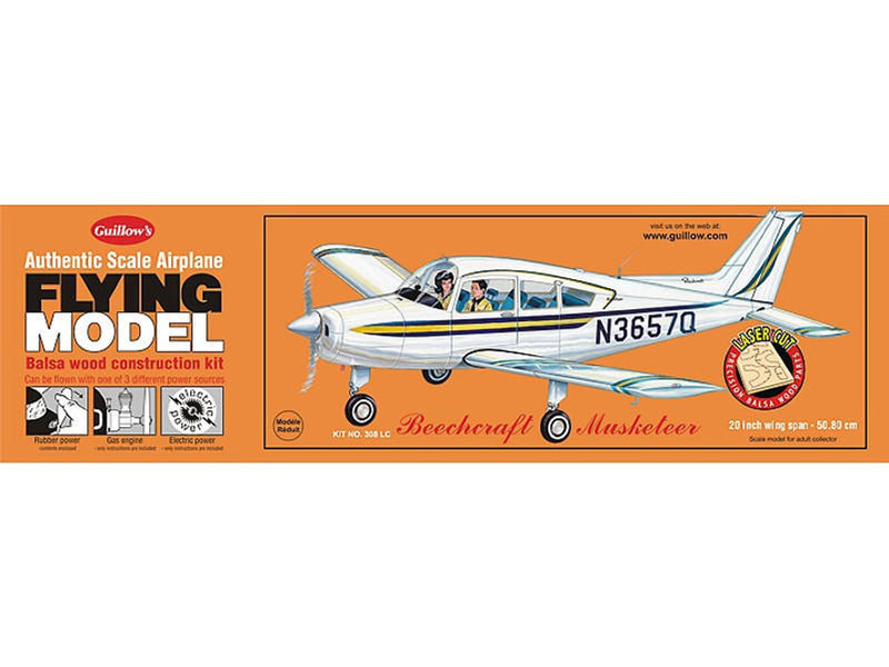 Guillow 1/20 Beechcraft Musketeer Balsa Model Kit