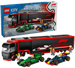 Lego City Formula 1 Truck with Red Bull RB20 and Aston Martin AMR24 Race Cars