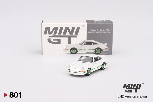 Mini GT 1/64 Porsche 911 Carrera RS 2.7 Grand Prix White/Green