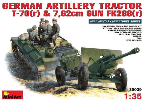 MiniArt 1/35 T-70(r) Artillery Tractor & 7.62cm FK 288(r)