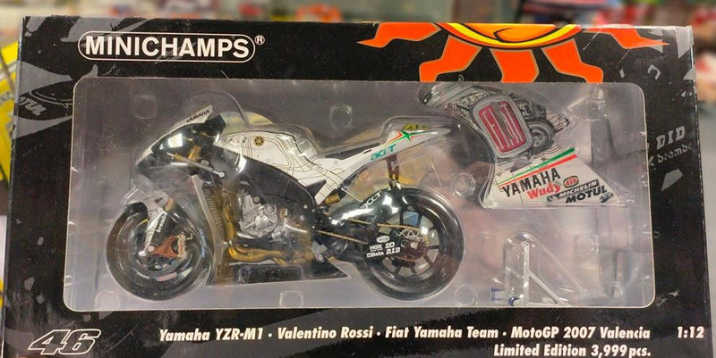Minichamps 1/12 Yamaha YZR-M1 Moto GP Valencia 2007 Valentino Rossi