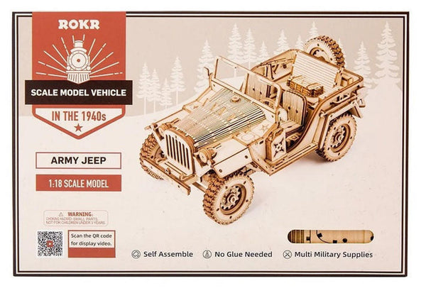 Rokr Army Jeep 3D Wooden Puzzle Model Kit
