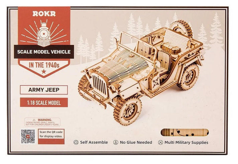 Rokr Army Jeep 3D Wooden Puzzle Model Kit