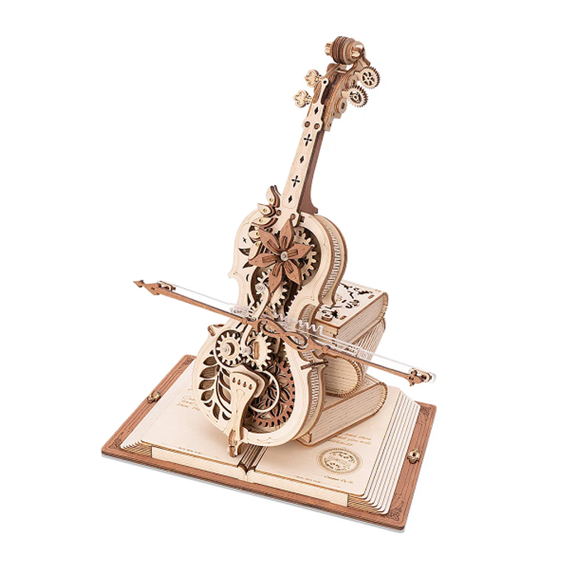 Rokr Magic Cello Mechanical Music Box 3D Wooden Model Kit