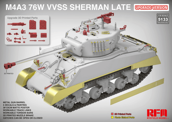 Rye Field Models 1/35 M4A3 Sherman 76W VVSS Late Production Upgraded Kit