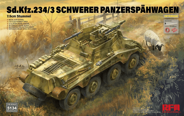 Rye Field Models 1/35 Sd.Kfz.234/3 Panzerspahwagen 7.5cm Stummel with Interior