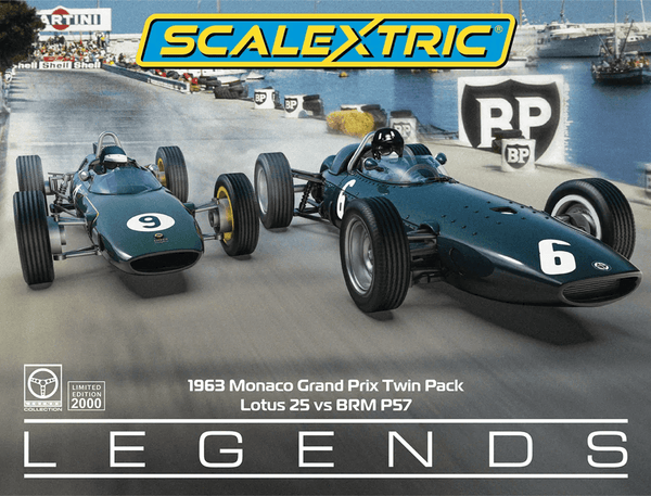 Scalextric Slot Car Set - Lotus 25 & BRM P57 - Monte Carlo Grand Prix 1963 - Double Car Pack