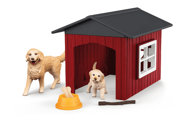 Schleich Farm World Dog Kennel with Golden Retrievers