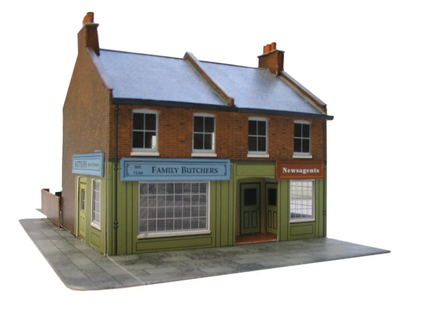Superquick 1/76 Low Relief Terrace Corner (Red Brick) Card Building Kit