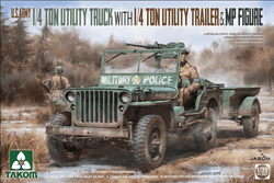 Takom 1/35 Willy's Jeep 1/4 Ton Utility Truck with Trailer US Army